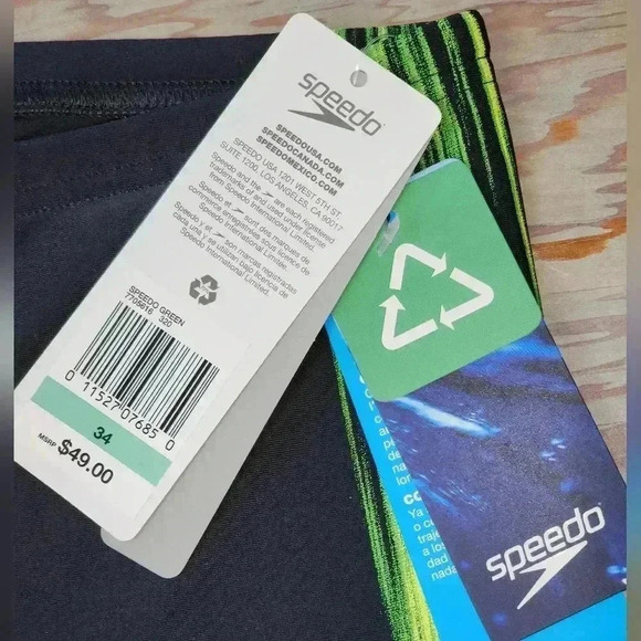 Speedo PowerFLEX Eco Black/green Men's Jammer Swimsuit. Style#7705617Choose size - Picture 2 of 5